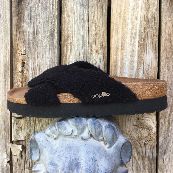 NWT Birkenstock Papilliio Daytona Platform Sandal Faux Shearling Black 38 - Picture 3 of 14
